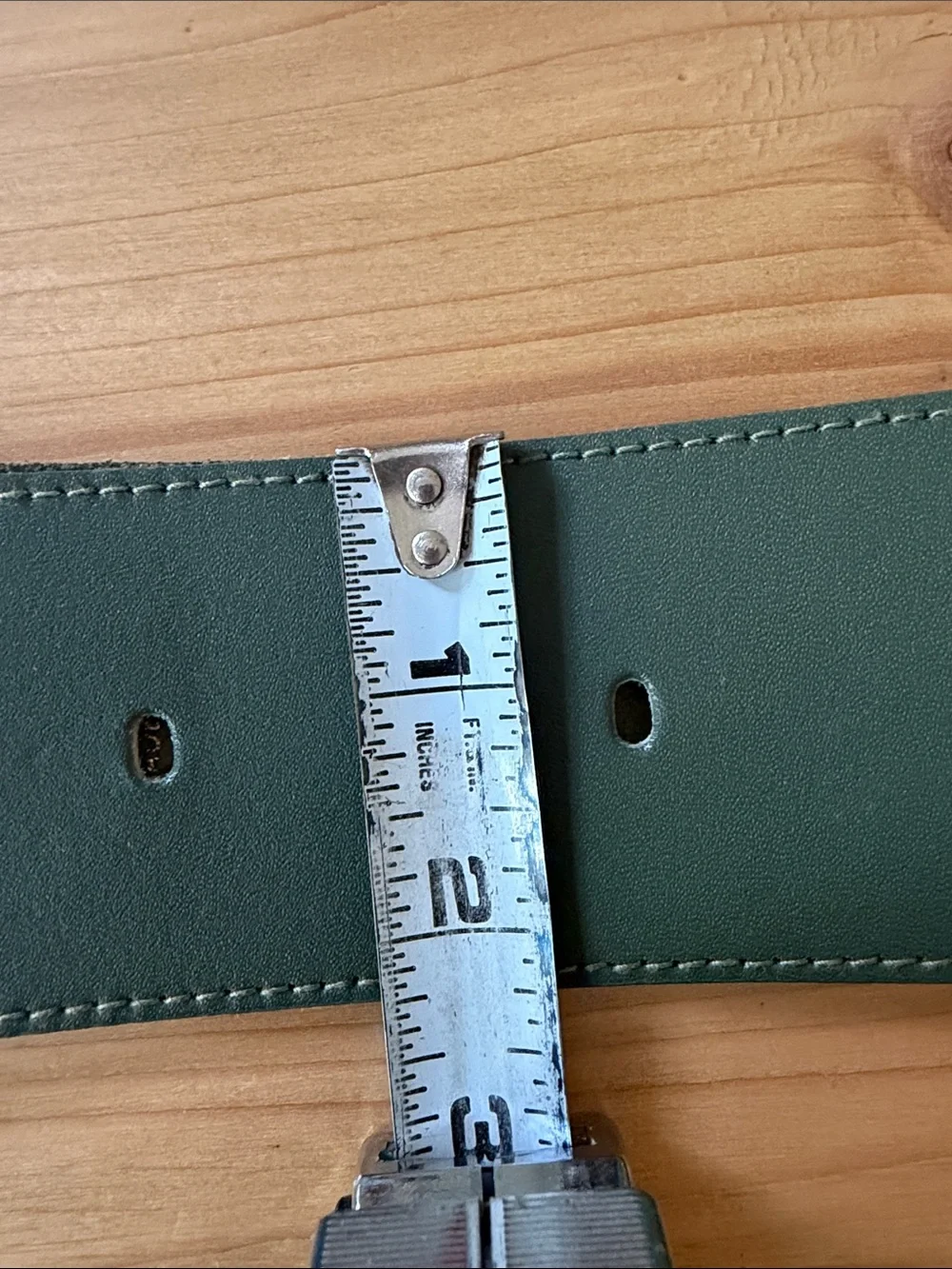 Express Dark Green Wide Belt with Mother-of-Pearl Inlay Buckle